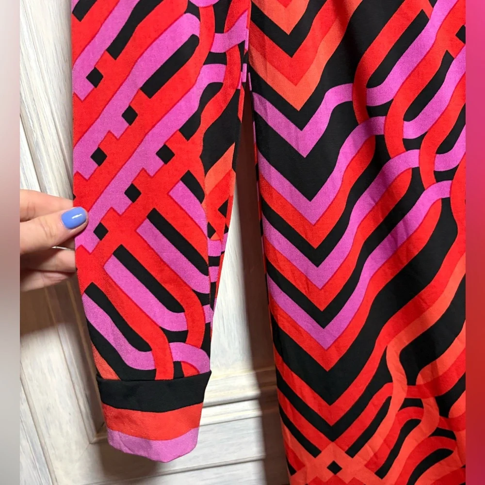 Trina Turk‎ Vibrant Geometric Printed Jersey Shift Dress Resort Vacation